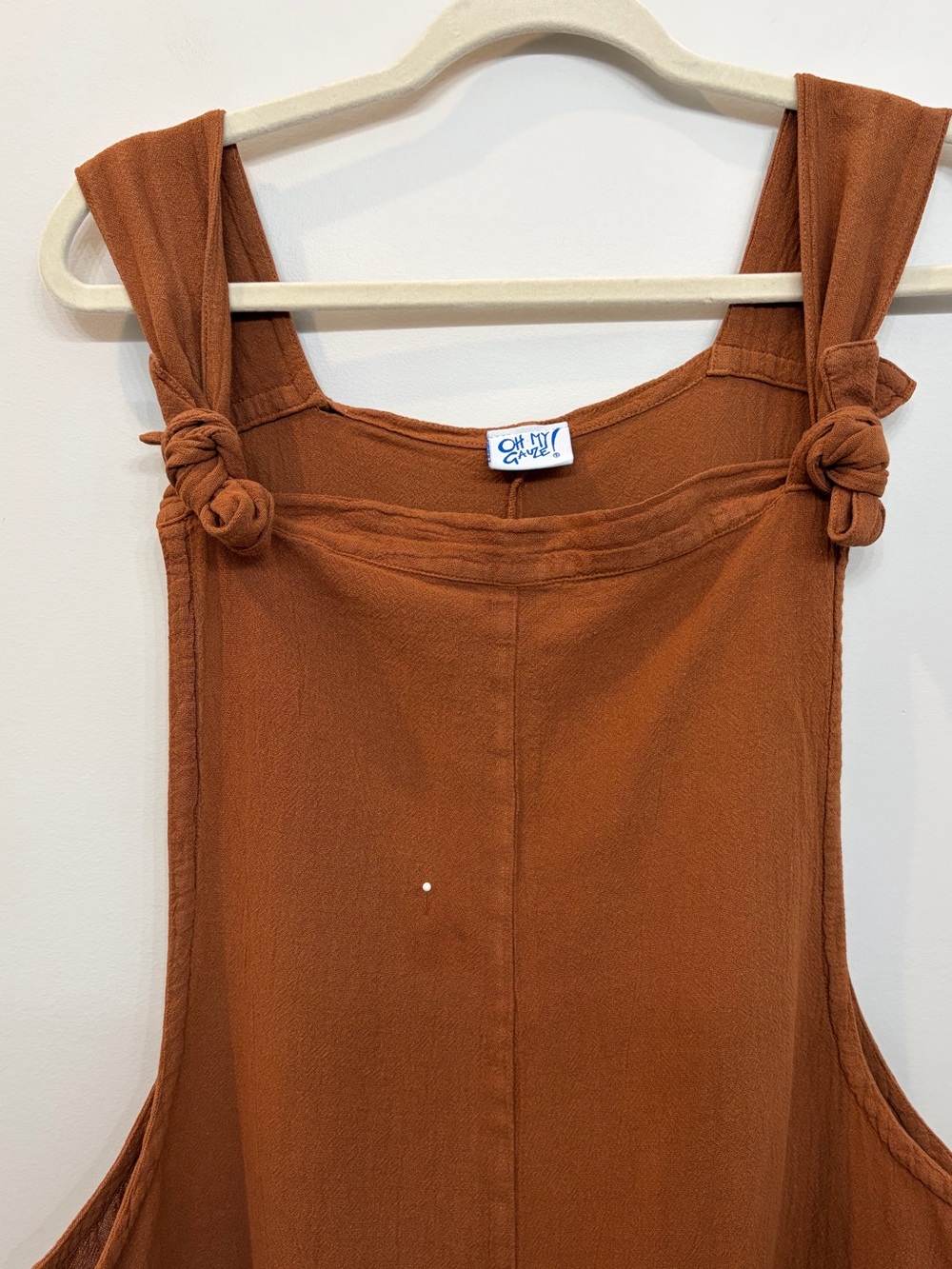 Oh My Gauze Sabina Jumpsuit Size 2 L/XL Cinnamon Brown 100% Cotton Wide Leg - Picture 9 of 9
